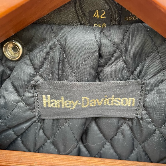 Vintage Harley Davidson black leather motorcycle jacket mens 42 - Picture 4 of 10
